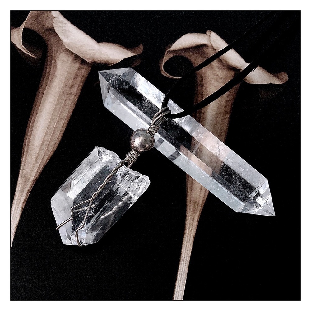 Vintage Sterling Silver Wrapped Quartz Crystal